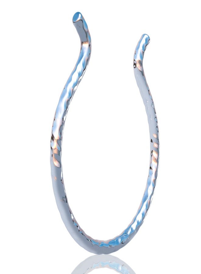 biliboom Silver Jewelry Fake Septum Ring Clip On - 22G Thin Sterling Silver Faux Septum Hoop for Women - No Piercing Nose Jewelry - Comfortable Lightweight Fake Nose Ring for Everyday Style - Image 3